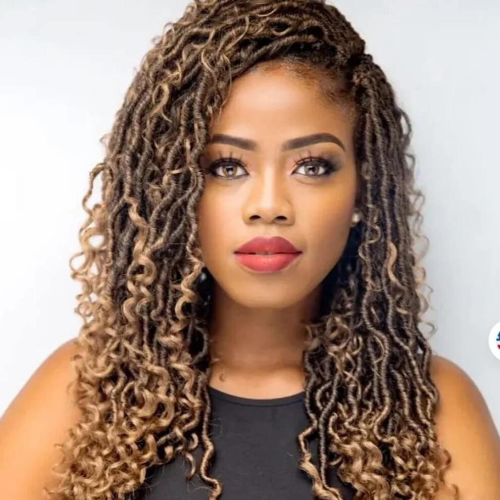 Yorostar Unisex Not,Specified 8 Packs New Goddess Locs Crochet Hair 14 Inch River Locs Crochet Hair Ombre Curly Faux Locs Crochet Hair With Curly End Boho Hippie Locs Style Hair Ex