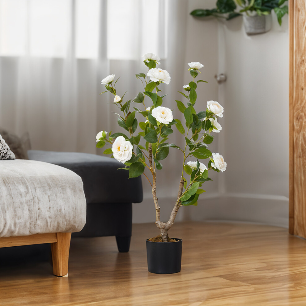 Artificial Camellia Tree Potted Plant Home Decoration 90cm H