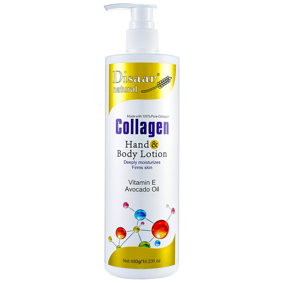 Disaar Beauty Collagen Hand Body Lotion Vitamin E Avocado Oil Deeply Moisturizes Firms Smooth Skin 480G / 16.23Fl.oz