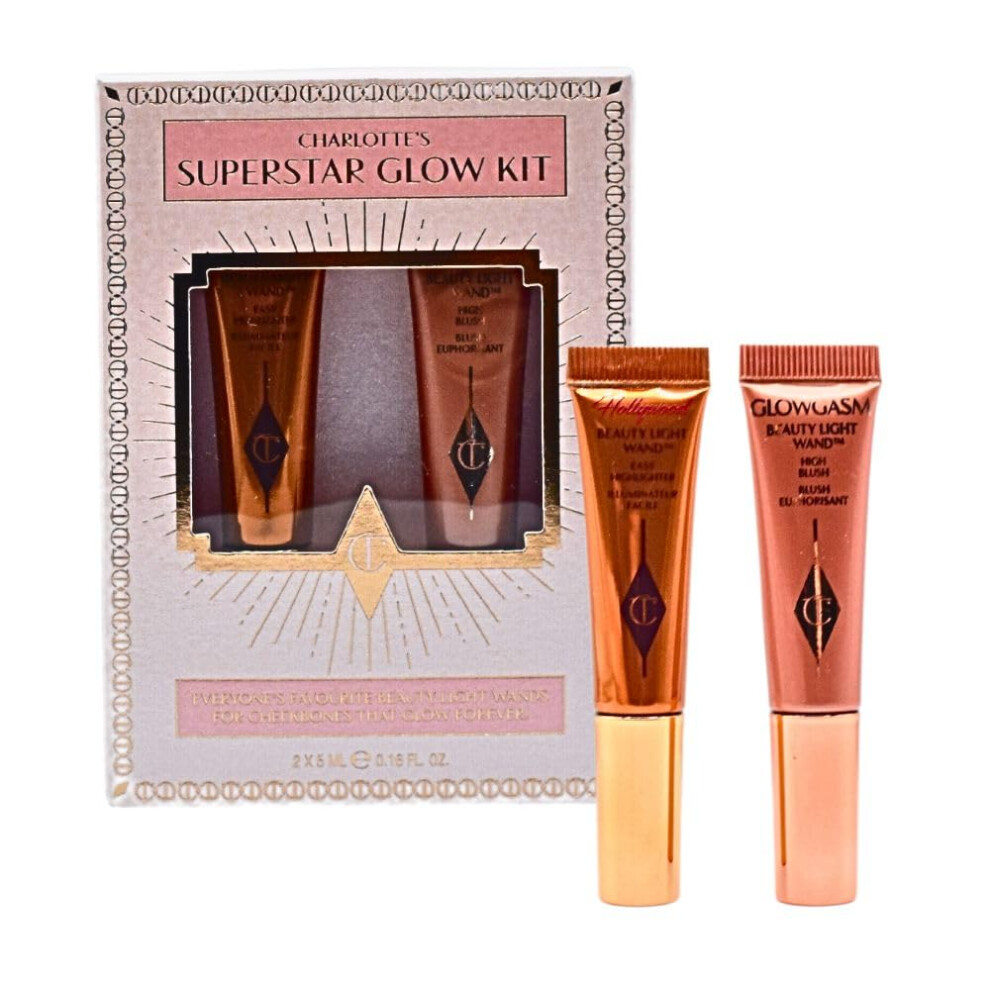 Charlotte Tilbury Charlotte's Superstar Glow Kit - Mini Beauty Light Wand in Spotlight (Highlighter) and Mini Beauty Light Wand in Pinkgasm (Blush)