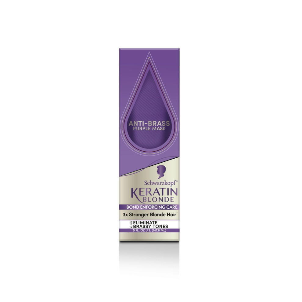 Schwarzkopf Keratin Blonde Anti Brass Purple Mask  1 Application - Hair Dye Treatment Neutralizes Brassiness and Yellow Undertones  Hair Mask Strength