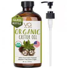 Pure Castor Oil Organic Cold Pressed Unrefined Glass Bottle-USDA Certified Organic Castor Oil Cold Pressed Glass Bottle For Castor Oil Pack Wrap-