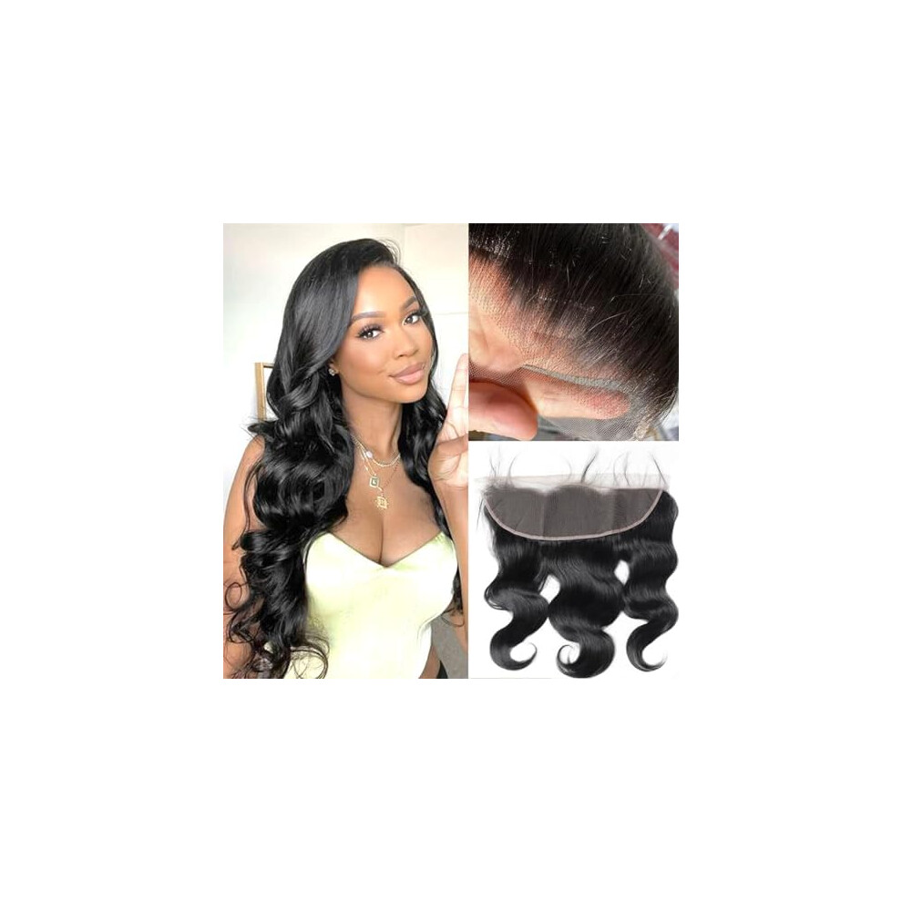 Dayrise Unisex 16 Inch Hd Lace Frontal Closure Body Wave 13X4 Frontal Human Hair 12A Unprocessed Brazilian Virgin Hair Ear To Ear Lace Frontal Human Hair Transparent