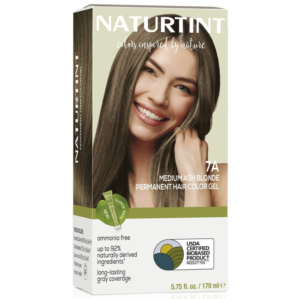 Naturtint Gray 7A Medium Ash Blonde Permanent Hair Color (Pack Of 1) Ammonia Free Vegan Cruelty Free Up To 100% Coverage Long Lasting Results (Pa