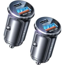 LISEN 2Pack Car Phone Charger USB C Car Charger 54W+54W [USBC 36W+USBA 18W] PD3.0 12V USB Socket Fast Charge [Metal] Ci