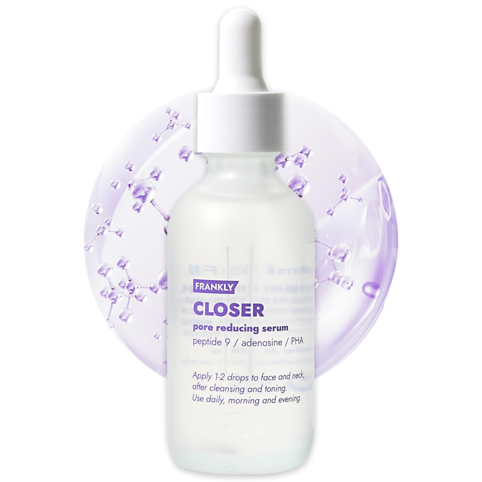 Frankly Closer Serum - Pore Minimizing Anti-Aging Elasticity Hydration Plump & Dewy Skin |9 Peptides Vegan Collagen Pha |Non-Comedogenic & Derm