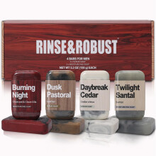 Rinse & Robust Mens Soap 4Pcs Natural Mens Bar Soap Cleansing Soap Bar Set Gift for Men Exfoliating & Moisturizing Luxury Soap FACE BODY HAND SHA