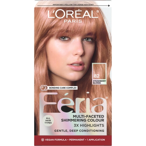 L’Oréal Paris L'Oreal Paris Feria Permanent Haarfarbe, 3X Highlights, 82 Erdbeerblond, 1 Farbset