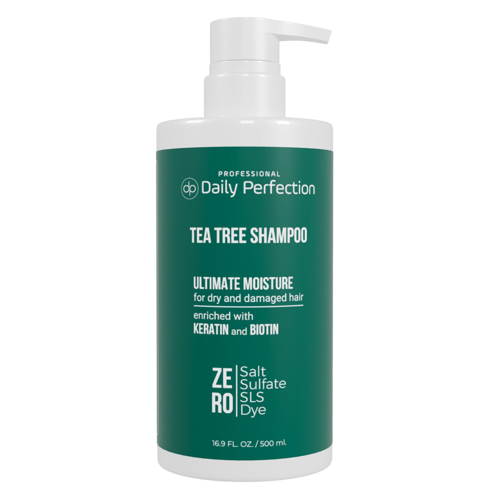 Daglig Perfektion Daily Perfection Moisturize Dry Hair With Biotin And Keratin-Infused Tea Tree Shampoo Professional Series. Salt-Free, Sulfate-Free, Paraben-Free For L