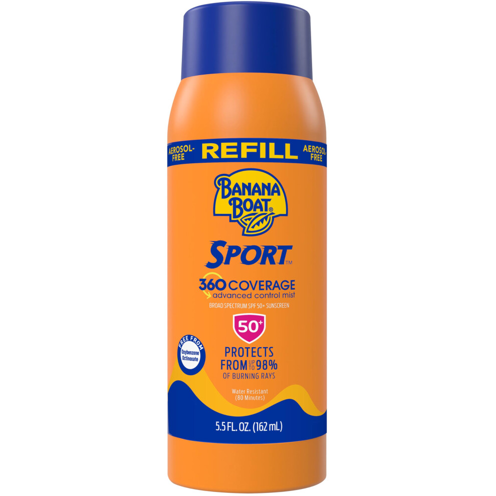 Photos - Sun Skin Care Banana Boat Sport 360 Coverage Sunscreen Mist Refill SPF 50+ | Spray Sunscreen Refill Non-Aerosol Sunscreen Spray Refill Sun