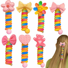 Yonoy Tlphone color Bandes de cheveux pour enfants 7 PCS Bowknot tress Clats de cheveux spiral