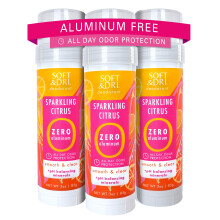 Soft & Dri Sparkling Citrus Aluminum Free Deodorant 3 oz Smooth and Clear Stick pH Balancing Minerals 3 pack