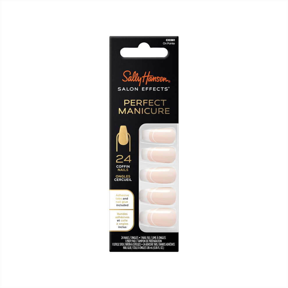 Sally Hansen Salon Effects Perfect Manicure  On Pointe  Press-On Nails  Easy to Apply  Feels Comfortable  Non-Damaging Adhesive Tabs