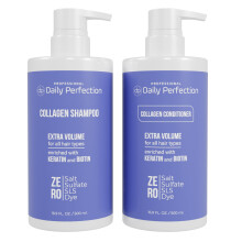 Champú y Acondicionador de Colágeno - Aumenta Volumen y Fuerza para Cabello Plano