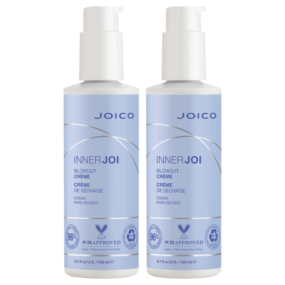 Joico InnerJoi Blowout Creme | Styling For All Hair Types | Sulfate & Paraben Free | Naturally-Derived Vegan Formula | 5.1 oz | 2 Pack