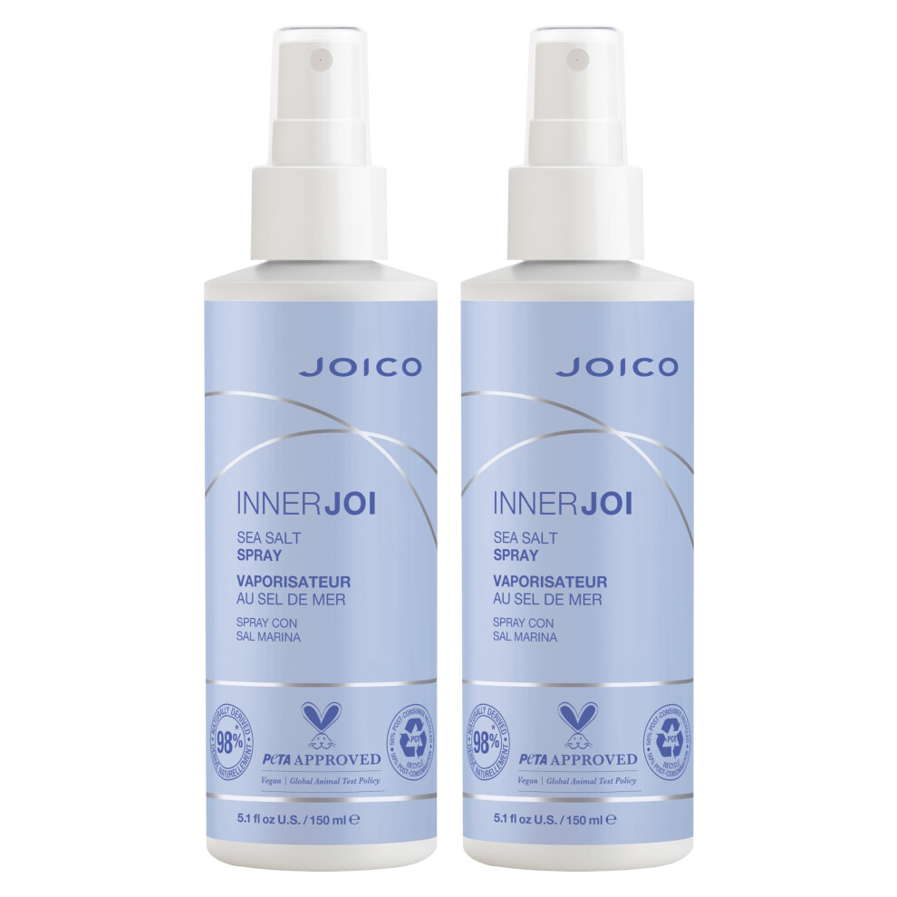 Joico InnerJoi Sea Salt Spray | Styling For All Hair Types | Sulfate & Paraben Free | Naturally-Derived Vegan Formula | 5.1 oz | 2 Pack