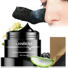 LANBENA 2.0 Bambuskohle Mitesser Entferner Maske, 60 Nasenstreifen, Peel-off Gesichtsmaske Porenreiniger