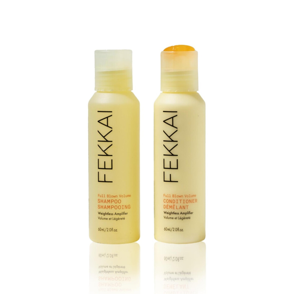 Shampooing et apr   s-shampoing FEKKAI Full Blown Volume (57 g) + revitalisant (57 g) - Apporte volume et volume durable aux cheveux fins ou plats