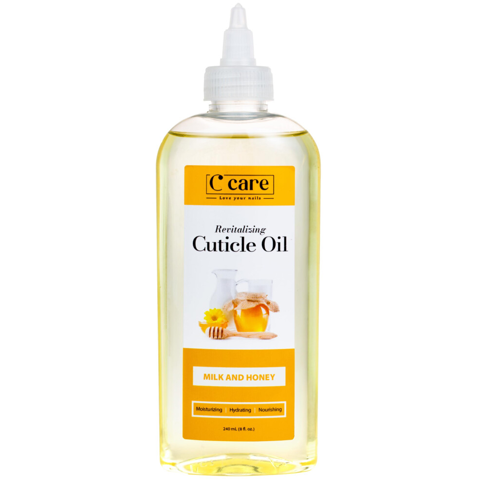 C Care Milk And Honey Cuticle Oil For Nails - Repairs Cuticles Overnight - Moisturizes And Strengthens Nails And Cuticles - 8 Oz