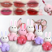 DENESTUP 6pcs Bunny Rabbit Lip Gloss Liquid Lipsticks Set Moisturizing Hydrating Lip Glow Oil Shine Lip Plumping Glass Waterproof Finish Party Gift f