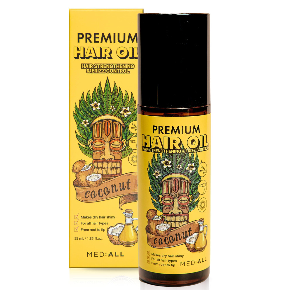 MEDIALL Premium K Beauty Hair Oil | Coconut Argan Serum for Frizzy  Damaged & Curly Hair - 1.85 Fl oz