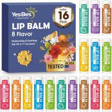 YesBes 16er-Pack Lippenbalsam, natrliche Lippenbalsam-Masse mit Vitamin E und Kokosnussl, feuchtigkeitsspendender Lippenbalsam fr trockene, rissig