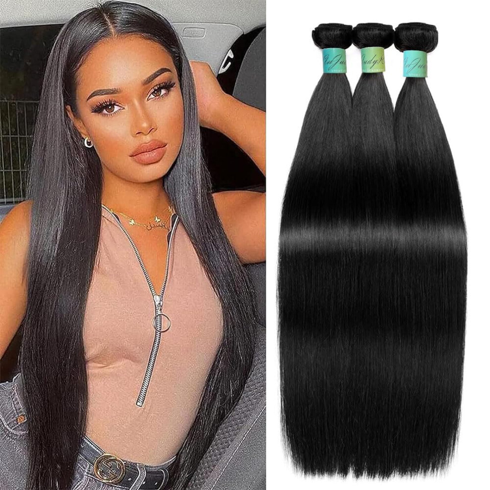 Anjudyreid Unisex 11A Straight Hair Bundles Brazilian Virgin Human Hair Bundles Straight 20 22 24 Inch 100% Unprocessed Virgin Hair Straight Weave Bundles Hu