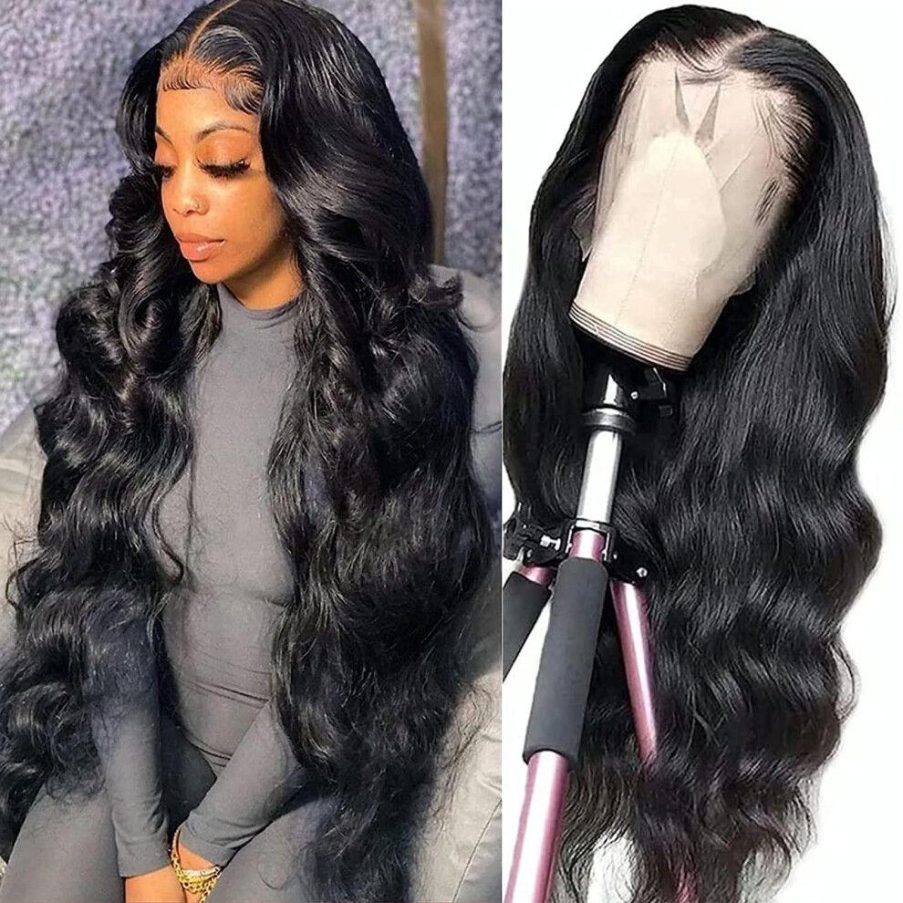 Kongeligt Indtryk Unisex Royal Impression 32 Inch Body Wave Lace Front Wigs Human Hair Pre Plucked 13X4 Hd Lace Frontal Wigs Human Hair 180% Density Transparent Body Wave Glue