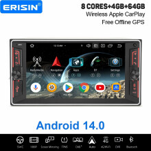 Erisin 4+64GB 8 Core Android 14 CarPlay Car Stereo GPS for Toyota Corolla RAV4 Vios Vitz Hilux Prado DAB+ WiFi Bluetooth