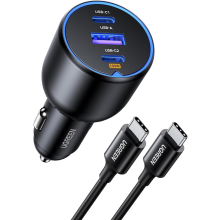 UGREEN 130W USB C Car Charger 3-Port PD 100W PD3.0/QC4.0/PPS Fast Car Charger Adapter with 100W USB C Cable Compatible