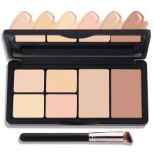 6 farver korrigering af concealer -paletkonturering af fremh?vning af concealer -palettemakeup -kit med b?rstefundament Makeup Cream Contour Pale