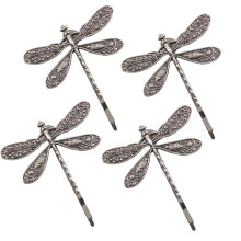 4Pcs Silver Dragonfly Bridal Hair Clips for Girls and Ladies Retro Antique Barrettes for Wedding Headdress and Styling