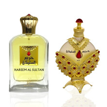 KHADLAJ PERFUMES Hareem Al Sultan Gold 2-Piece Gift Set for Unisex (2.5 Oz Eau De Parfum Spray + 1.18 Oz concentrated perfume oil)