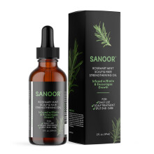 SANOOR Rosmarin Mint, Hårväxtolja med Biotin för Starka, Långa Strån | För Alla Hårtyper