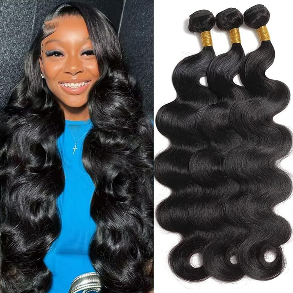 Rumdiku Unisex Not,Specified 12A Human Hair Bundles 22 22 22 Inch Body Wave Bundles Human Hair 100% Unprocessed Brazilian Virgin 3 Bundles Human Hair Double Weft Weave Bun