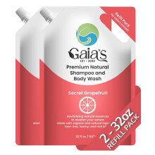 GAIA'S Natural Body Wash and Shampoo Grapefruit Bulk Refill Size 64 Fl Oz Sulfate Free Paraben Free Dye Free Tear Free Organic and Natural Ing