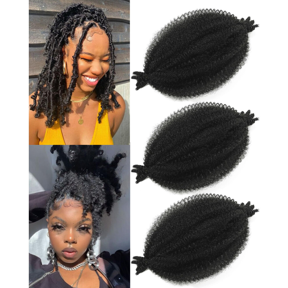 Miyamarch Unisex Not,Specified 8 Inch Springy Afro Twist Hair Marley Twist Braiding Hair 3 Packs Kinky Twist Hair Short Marley Hair Wrapping Hair For Soft Locs Passion Hair Extensio