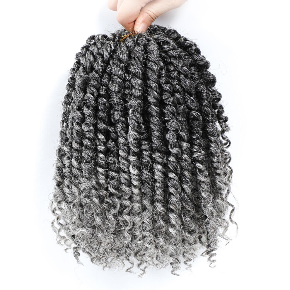 Fulcrum Unisex Black Passion Twist Hair 8 Inch 8 Packs Passion Twist Crochet Hair For Women Prelooped Crochet Twist Hair With Curly Ends (8Inch Tgray#)