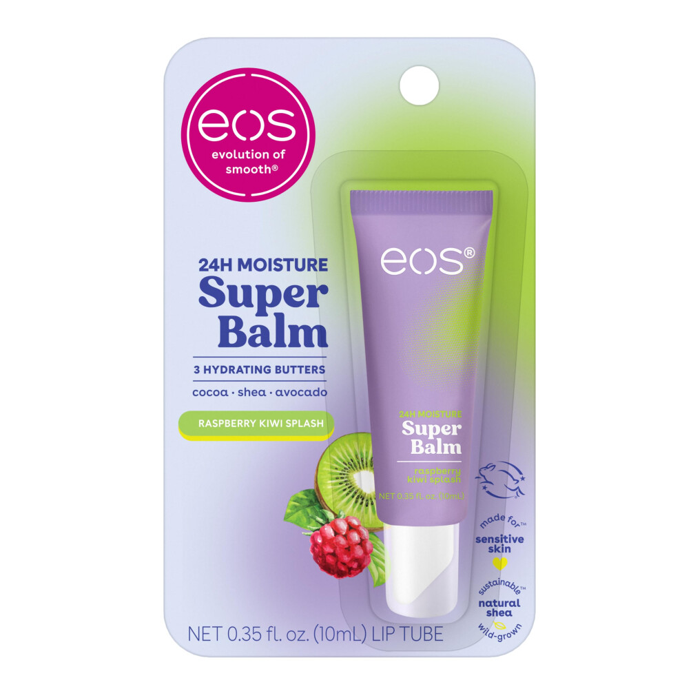 Photos - Lipstick & Lip Gloss E.O.S. eos 24H Moisture Super Balm- Raspberry Kiwi Splash Lip Mask Day or Night Lip Treatment Made for Sensitive Skin 0.35 fl oz B0 
