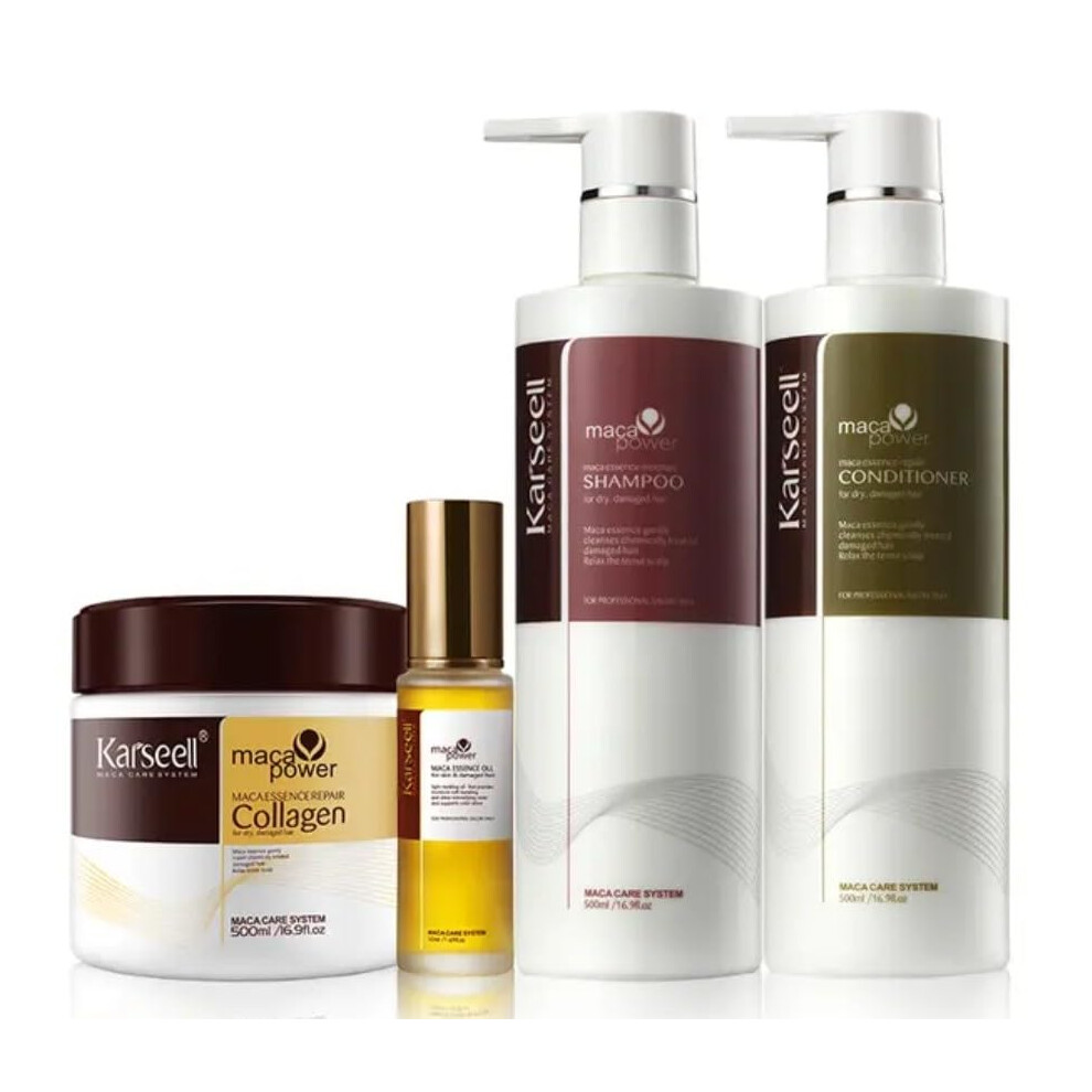 Karseell Hair Repair Set with Shampoo  Conditioner  and Maca Collagen Mask Plus Argan Oil for Dry Damaged Hair (52.39 fl oz)  Multipack