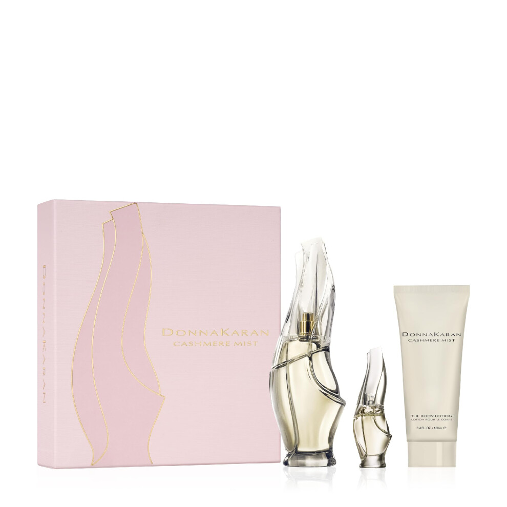 Donna Karan Cashmere Mist Eau de Parfum Everything Cashmere 3 Piece Gift Set For Women - Perfume Spray 3.4 Fl. Oz.  Perfume Spray Deluxe Mini 0.17 Fl.