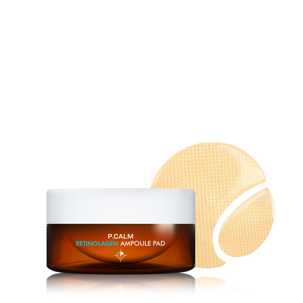 P.calm Retinolagen Ampoule Pad 60 Patches | Vegan Fragrance-Free Pore Tightening Hydrogel Under Eye Patch With Retinol Vegan Collagen Bakuchiol | Ko