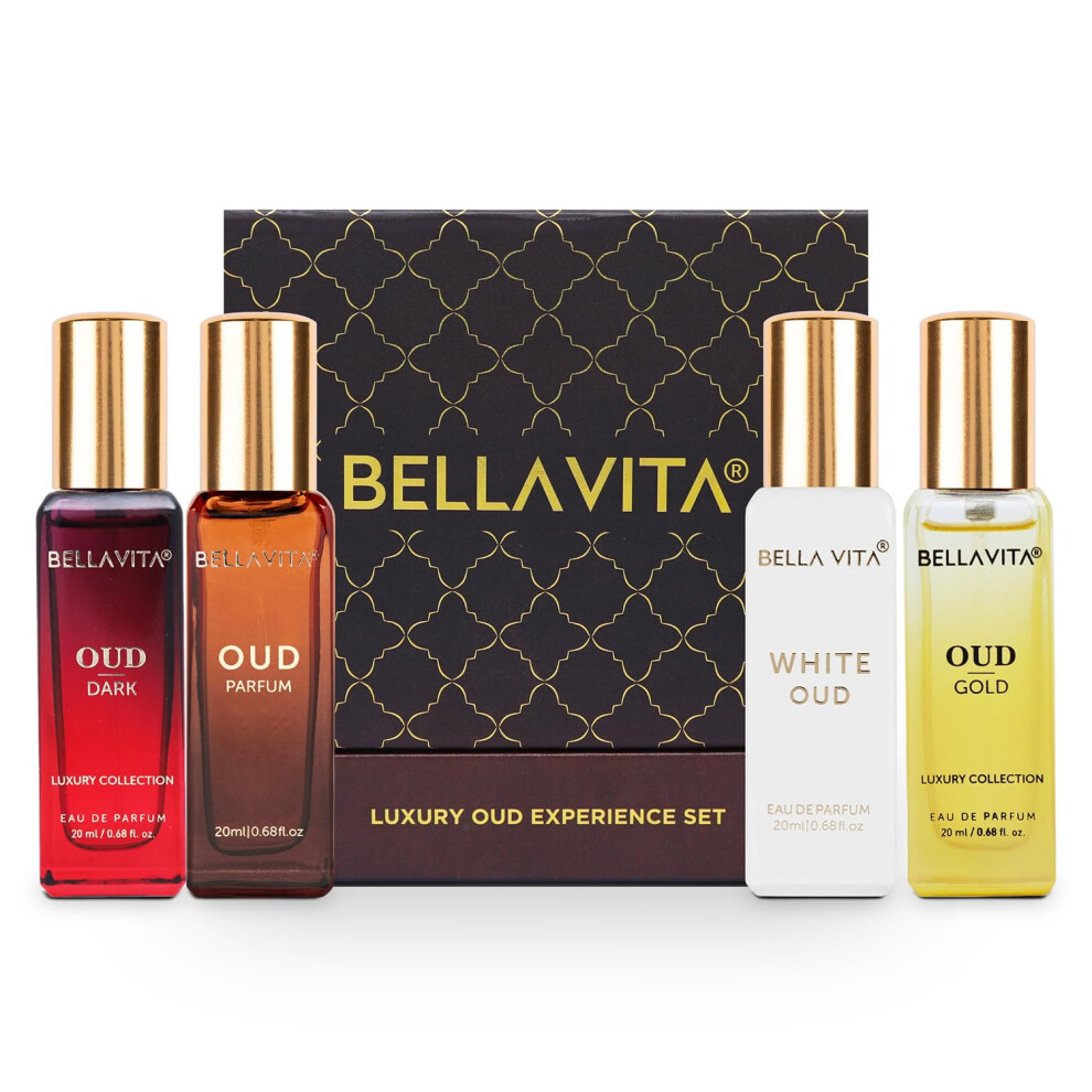Coffret d   couverte Eau de parfum de luxe OUD Experience pour femme et homme (4 x 0,68 fl. oz) | Oud Oud Gold Oud Dark White Oud | Id   al pour offr