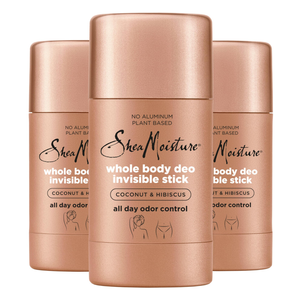 SheaMoisture Invisible Deo Stick Coconut & Hibiscus 3count Whole Body Plant Based  No Aluminum 2.6 oz