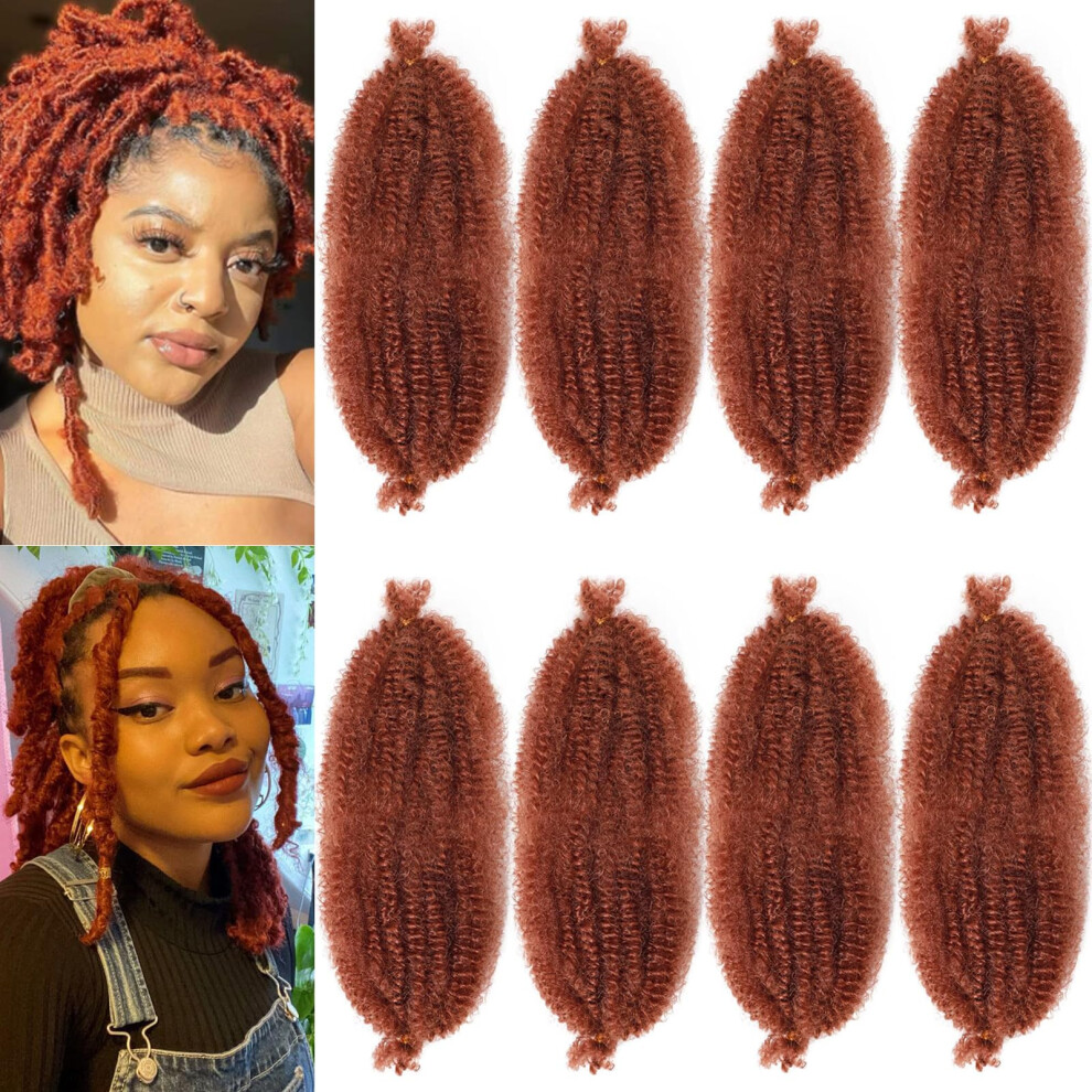 Miyamarch Unisex Black 8 Packs Springy Afro Twist Hair Ginger Marley Twist Braiding Hair 8 Inch Pre-Separated Kinky Braiding For Women Afro Twist Hair Faux Locs Wrappi