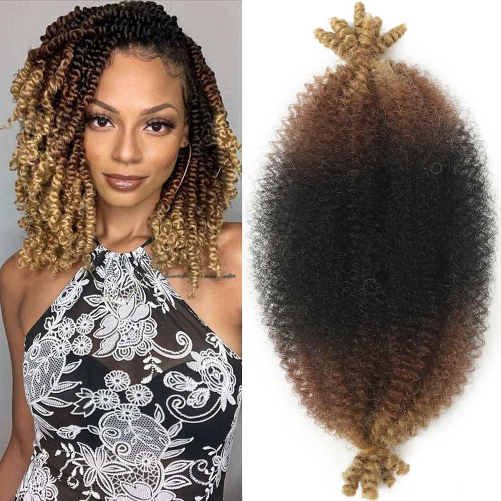Miyamarch Unisex 8Packs Springy Afro Twist Hair 3 Tone Marley Twist Braiding Hair 8 Inch Pre-Separated Kinky Braiding Hair For Women Afro Spring Twist Hair Wrapping Ha