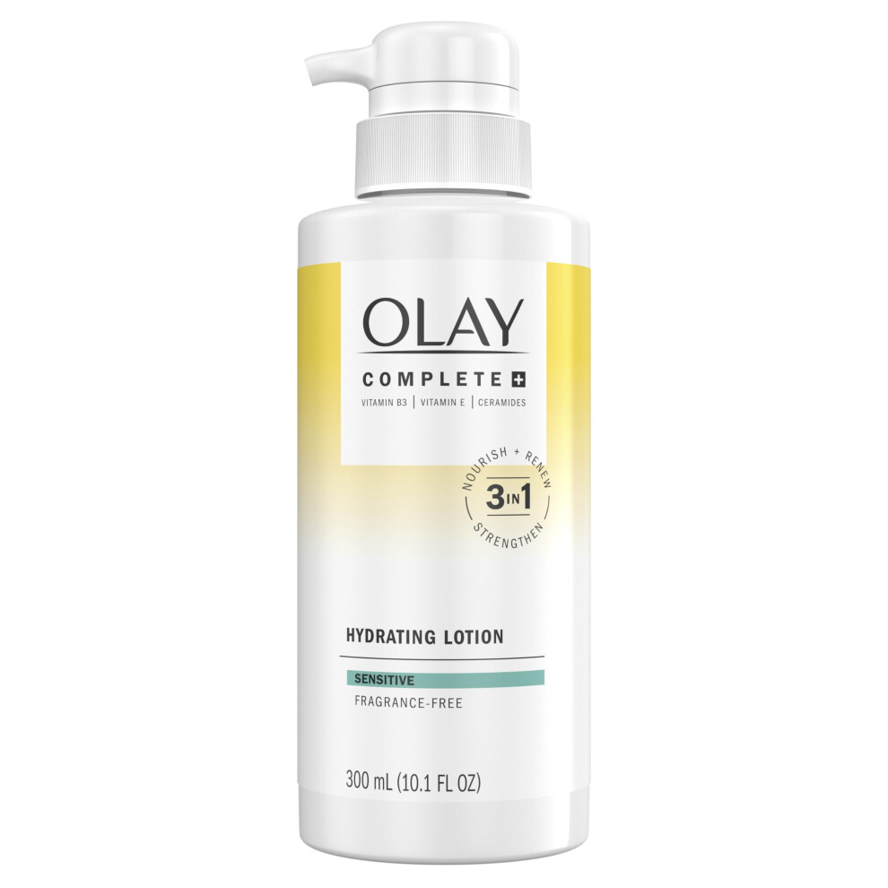 Olay Complete+ Hydrating Lotion Fragrance-Free  10.1 FL OZ  3-in-1 Nourishing Face Moisturizer for All Skin Types with Vitamin B3  Vitamin E  and Cera