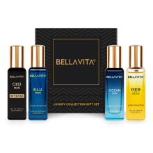 Bella Vita Luxury Luxury Collection Eau De Parfum (4x0.68 fl. oz.) | Father's day gifts | 4 in a box - Perfume Set for men | OUD GOLD OCEAN B.L.U &