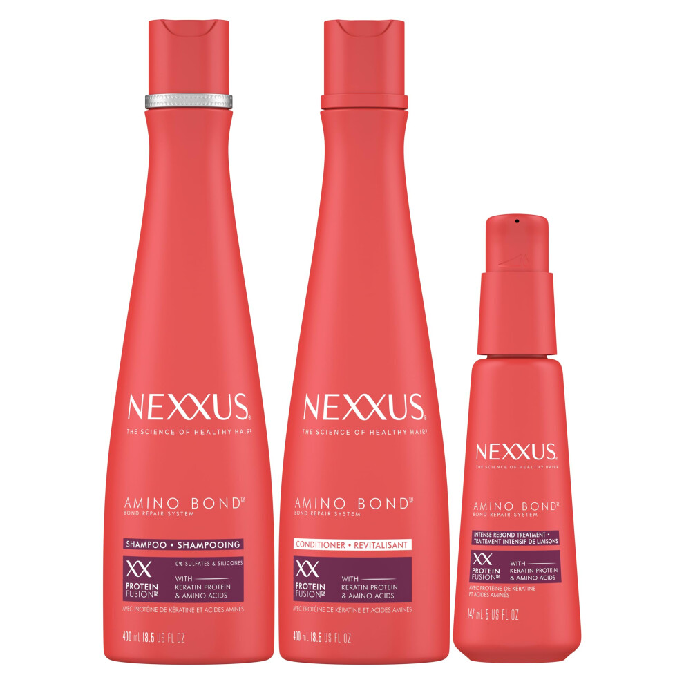 Nexxus Bond Repair Shampooing Revitalisant et Traitement Intense Rebond Bundle Amino Bond 3 Pack pour tous types de cheveux ab   m   s avec prot   ine