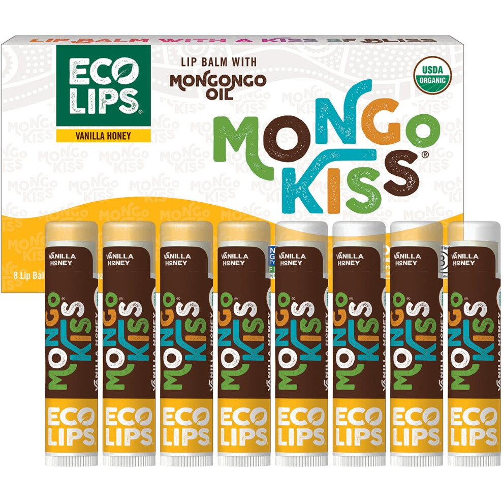 Eco Lã¦Ber Mongo Kiss Usda Organic Lip Balm Set 8-Pack (0.15 Oz. Each) With Mongongo Oil & Cocoa Butter To Moisturize Chapped Lips | Made In Usa By Eco Lips - Ho